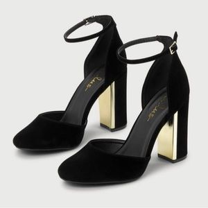 Lulu’s Laura Black Velvet Ankle Strap Heels